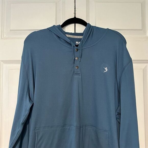 Reel Legends Men's XL Blue Hooded Long Sleeve Pullover with Kangaroo Pocket - Picture 2 of 9